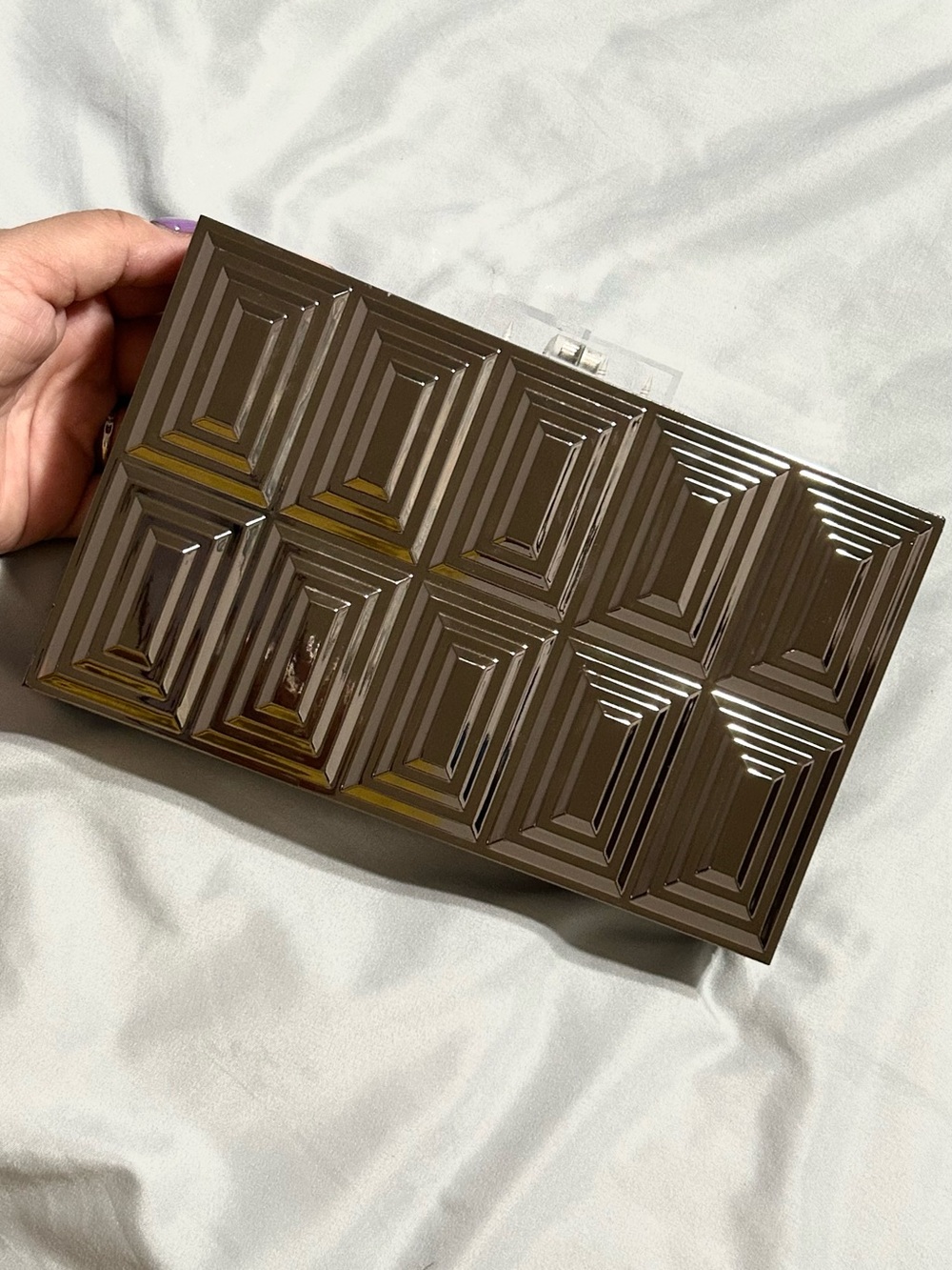 Christian Siriano Black Metallic Minaudière Clutch